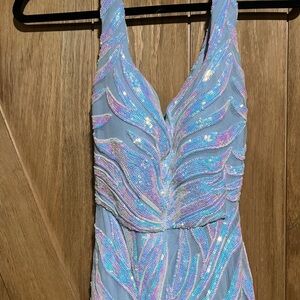 B. Smart Iridescent Light Blue Sequin Prom Dress
